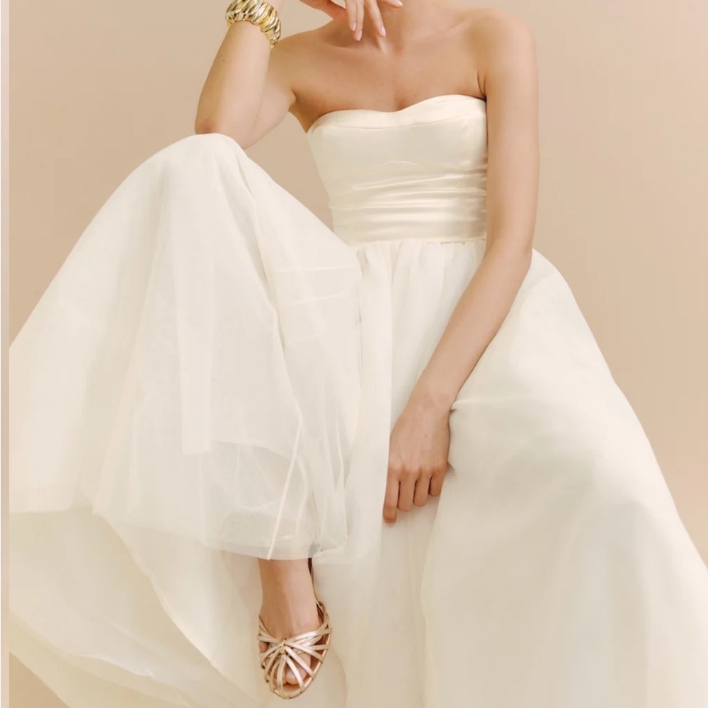 Reformation Alouette Strapless Cream Dress